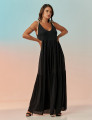 Vestido Soft Cordas Preto
