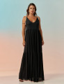 Vestido Soft Cordas Preto