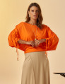 Blusa Manga Canaleta Ajustável Tangerina