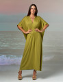 Vestido Kaftan Franzido Maçã Verde