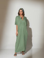 Vestido Kaftan Franzido Azeitona-U