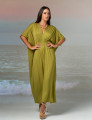 Vestido Kaftan Franzido Maçã Verde