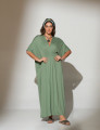 Vestido Kaftan Franzido Azeitona-U