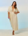 Vestido Kaftan Franzido Trigo