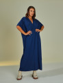 Vestido Kaftan Franzido Azul Marinho