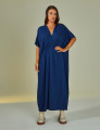 Vestido Kaftan Franzido Azul Marinho