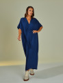 Vestido Kaftan Franzido Azul Marinho