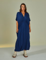 Vestido Kaftan Franzido Azul Marinho
