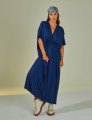 Vestido Kaftan Franzido Azul Marinho