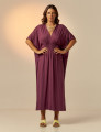 Vestido Kaftan Franzido Merlot