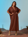 Vestido Kaftan Franzido Marrom Cacau