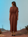 Vestido Kaftan Franzido Marrom Cacau
