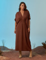 Vestido Kaftan Franzido Marrom Cacau