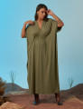 Vestido Kaftan Franzido Verde Botânico