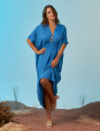 Vestido Kaftan Franzido Azul Mineral