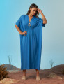 Vestido Kaftan Franzido Azul Mineral