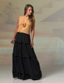 Saia Rodada Linho Preta