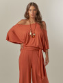 Blusa Abertura Ombros Faixa Terracota