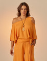 Blusa Abertura Ombros Faixa Papaya