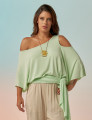 Blusa Abertura Ombros Faixa Hortelã