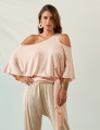 Blusa Abertura Ombros Faixa Rosa Balé