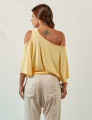 Blusa Abertura Ombros Faixa Amarelo Solar