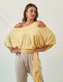 Blusa Abertura Ombros Faixa Amarelo Solar