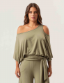 Blusa Abertura Ombros Faixa Verde Botânico
