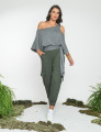 Blusa Abertura Ombros Faixa Cinza Mescla