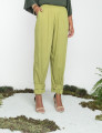 Calça Linho Botão Barra Verde Atemoia