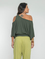 Blusa Abertura Ombros Faixa Verde Selva