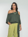 Blusa Abertura Ombros Faixa Verde Selva