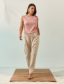 Blusa Cropped Linho Rosa Blush