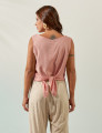 Blusa Cropped Linho Rosa Blush
