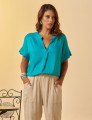 Blusa Prega Linho Mediterrâneo