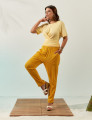 Calça Clássica Linho Amarelo Mel