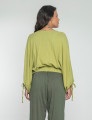 Blusa Transpasse Linho Verde Atemoia