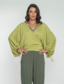 Blusa Transpasse Linho Verde Atemoia