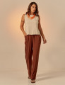 Calça Reta Linho Cacau