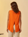 Blusa Cropped Linho Tangerina