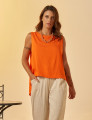 Blusa Cropped Linho Tangerina
