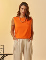 Blusa Cropped Linho Tangerina