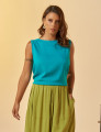 Blusa Cropped Linho Mediterrâneo