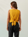 Blusa Cropped Linho Amarelo Mel