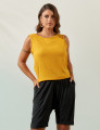 Blusa Cropped Linho Amarelo Mel