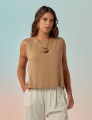 Blusa Cropped Linho Avelã