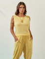 Blusa Cropped Linho Amarelo Solar