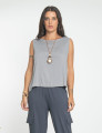 Blusa Cropped Linho Cinza Granizo