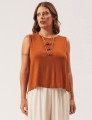 Blusa Cropped Linho Marrom Terra