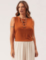 Blusa Cropped Linho Marrom Terra